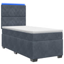 vidaXL Boxspringbed met matras en LED Donkergrijs 90 x 190 cm Fluweel