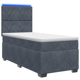 vidaXL Boxspringbed met matras en LED Donkergrijs 90 x 190 cm Fluweel