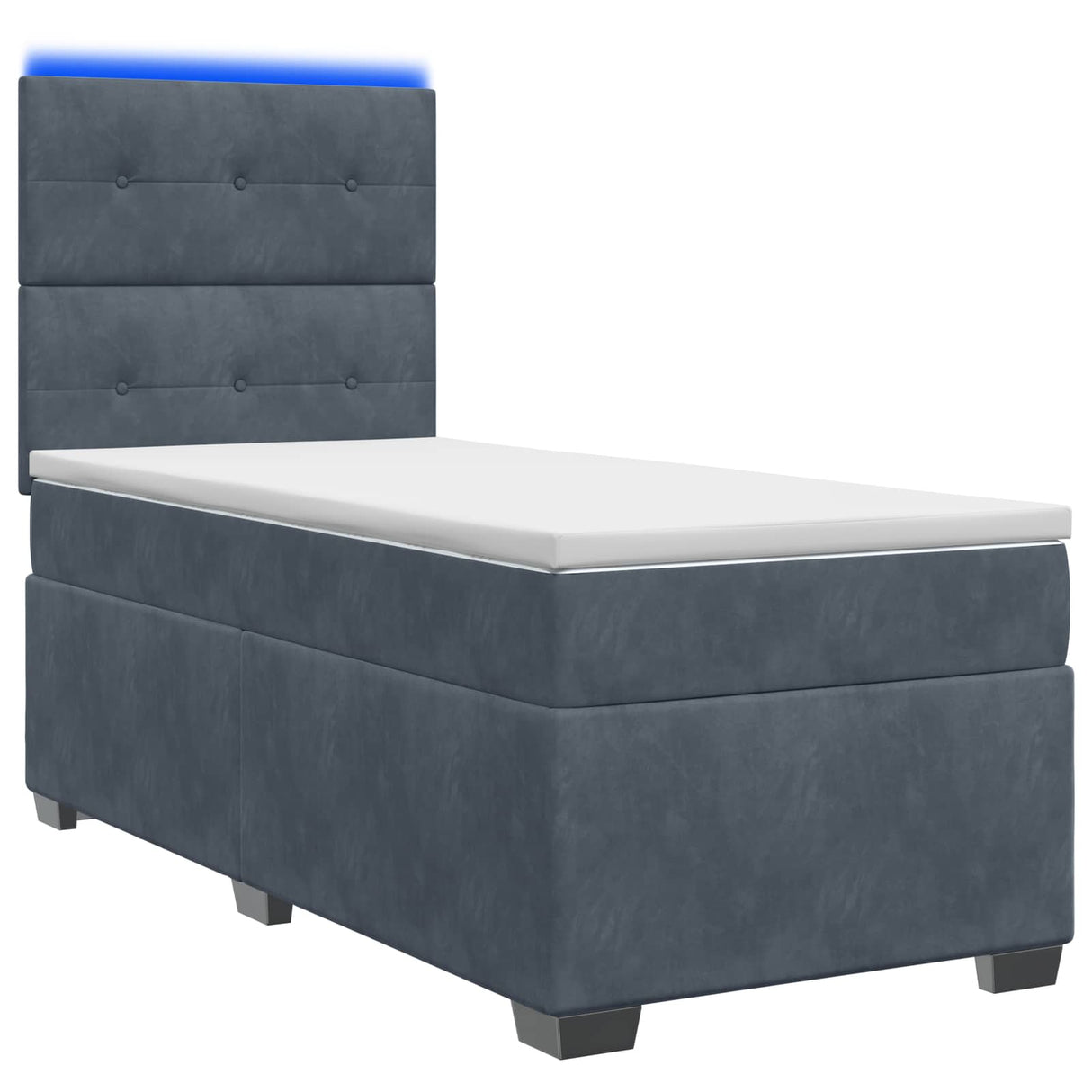 vidaXL Boxspringbed met matras en LED Donkergrijs 90 x 190 cm Fluweel