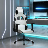 vidaXL Massage gamestoel kunstleer zwart en blauw