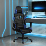 vidaXL Massage gamestoel kunstleer zwart en blauw