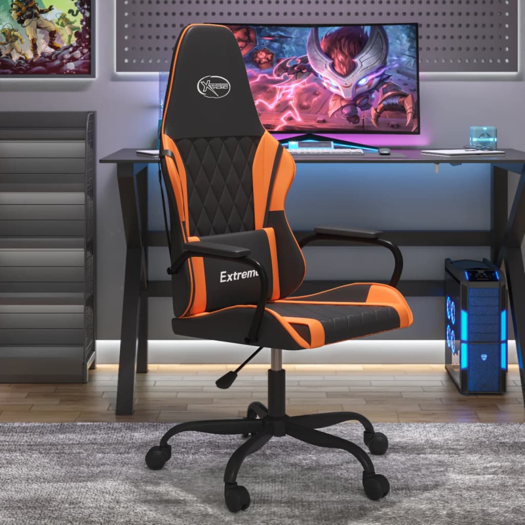 vidaXL Massage gamestoel kunstleer zwart en blauw
