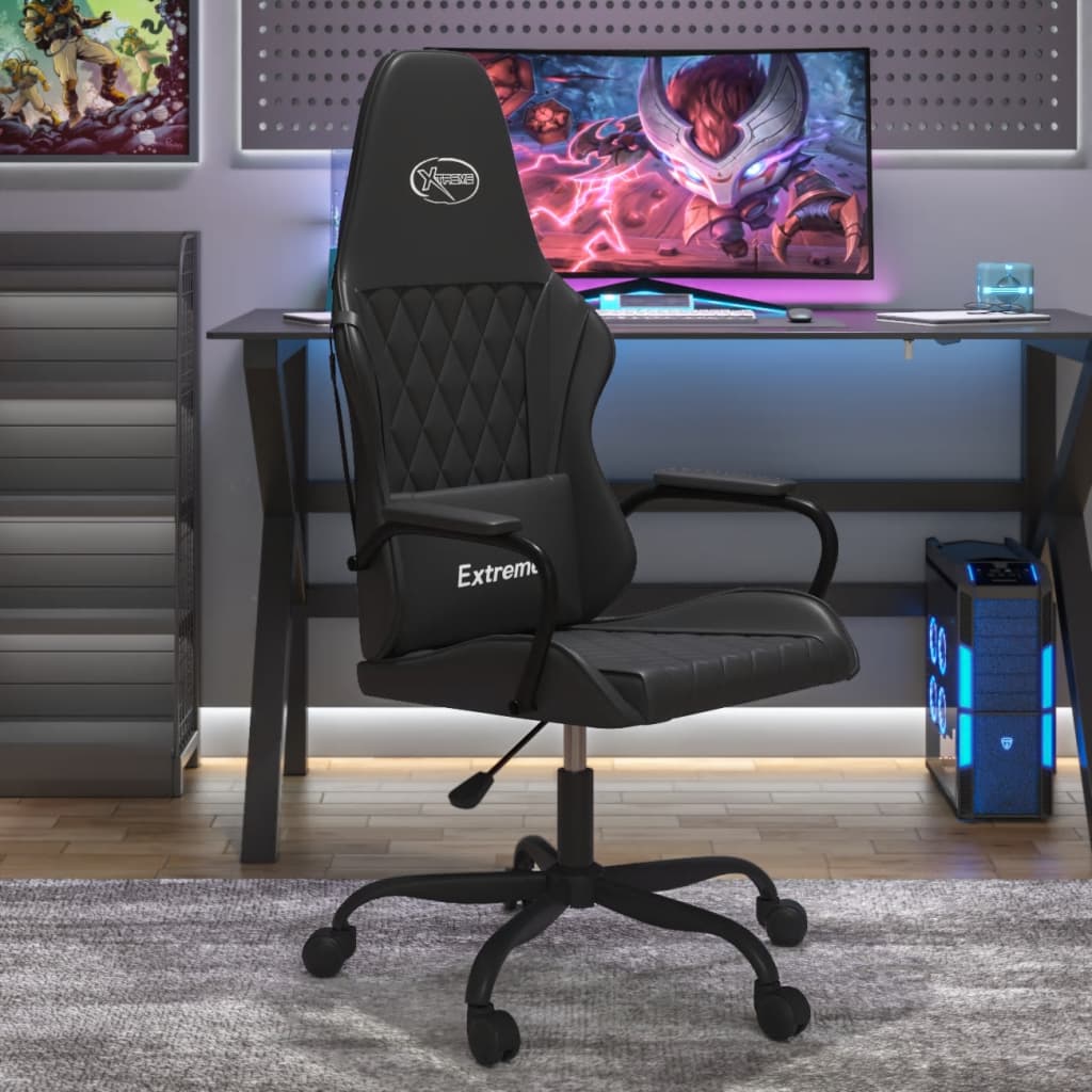 vidaXL Massage gamestoel kunstleer zwart en blauw