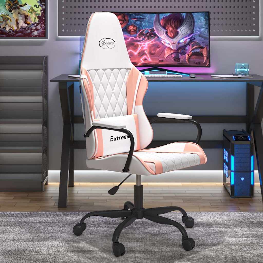 vidaXL Massage gamestoel kunstleer zwart en blauw