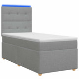 vidaXL LED Boxspringbed met Matras Donkergrijs 90 x 190 cm Stof