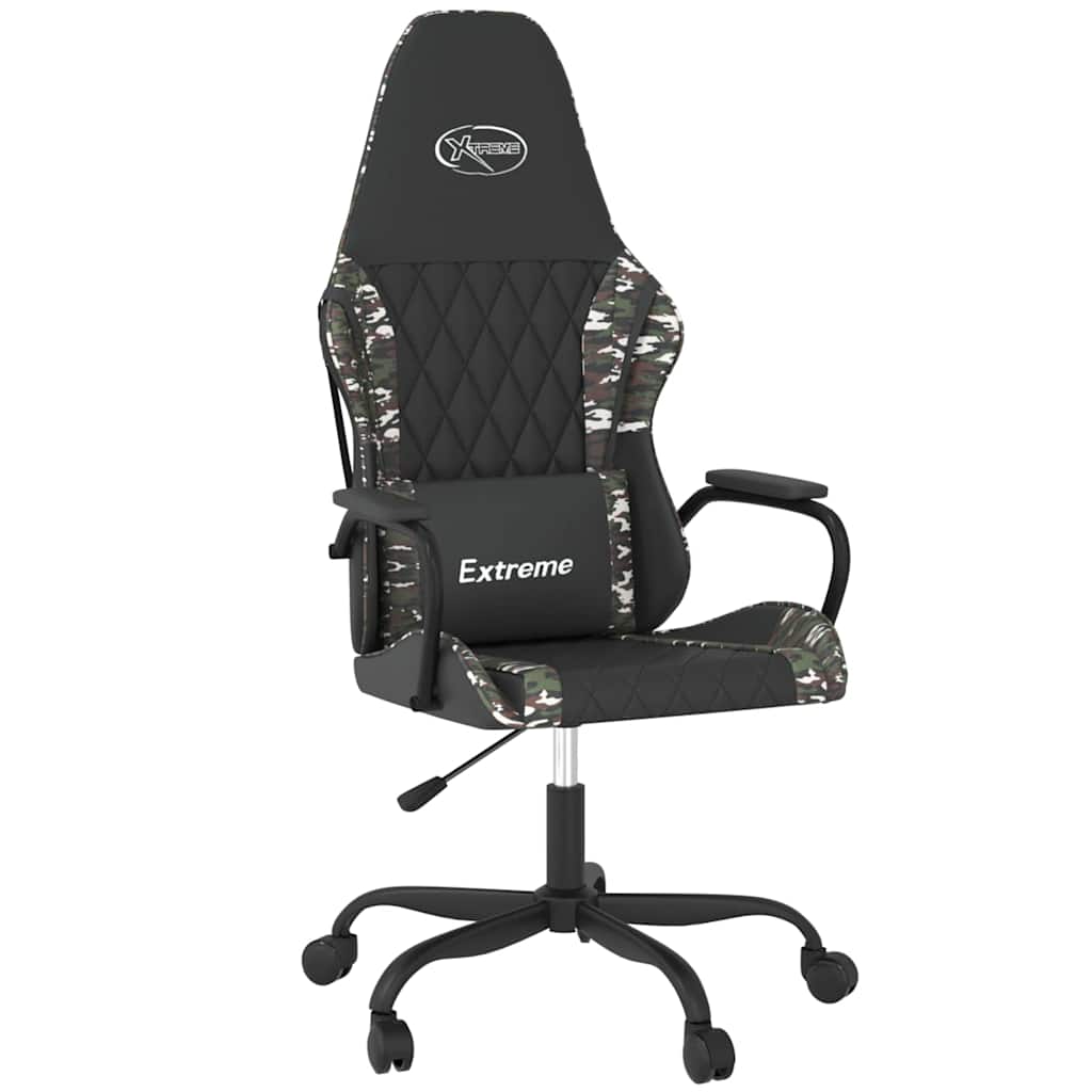 vidaXL Massage gamestoel kunstleer zwart en blauw