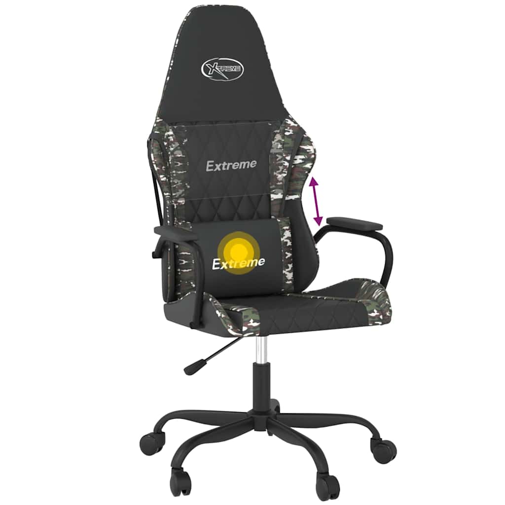 vidaXL Massage gamestoel kunstleer zwart en blauw