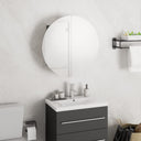 vidaXL Badkamerkast met ronde spiegel en LED 40x40x17,5 cm wit
