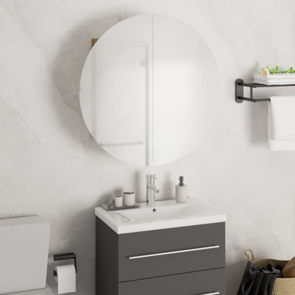 vidaXL Badkamerkast met ronde spiegel en LED 40x40x17,5 cm wit