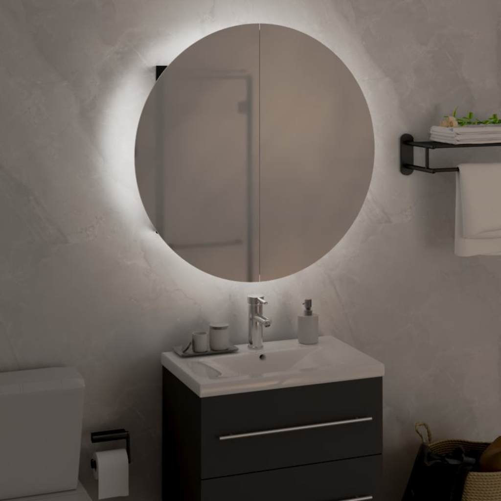 vidaXL Badkamerkast met ronde spiegel en LED 40x40x17,5 cm wit