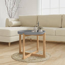 vidaXL Salontafel 53x53x43,5 cm bewerkt hout en grenenhout grijs