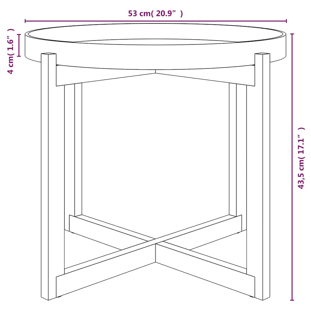 vidaXL Salontafel 53x53x43,5 cm bewerkt hout en grenenhout grijs