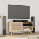 vidaXL Tv-meubel 80x30x40 cm massief grenenhout en rattan wit