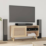 vidaXL Tv-meubel 80x30x40 cm massief grenenhout en rattan wit