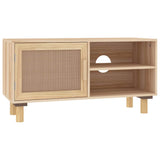 vidaXL Tv-meubel 80x30x40 cm massief grenenhout en rattan wit