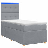 vidaXL LED Boxspringbed met Matras Donkergrijs 90 x 190 cm Stof