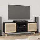 vidaXL TV cabinet 105x30x40 cm solid pine wood and rattan white