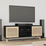 vidaXL TV cabinet 105x30x40 cm solid pine wood and rattan white