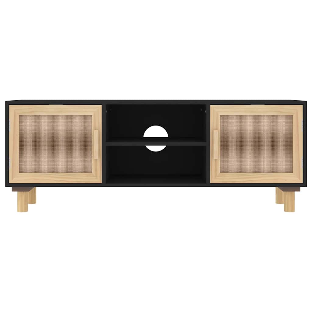 vidaXL TV cabinet 105x30x40 cm solid pine wood and rattan white