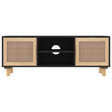 vidaXL TV cabinet 105x30x40 cm solid pine wood and rattan white