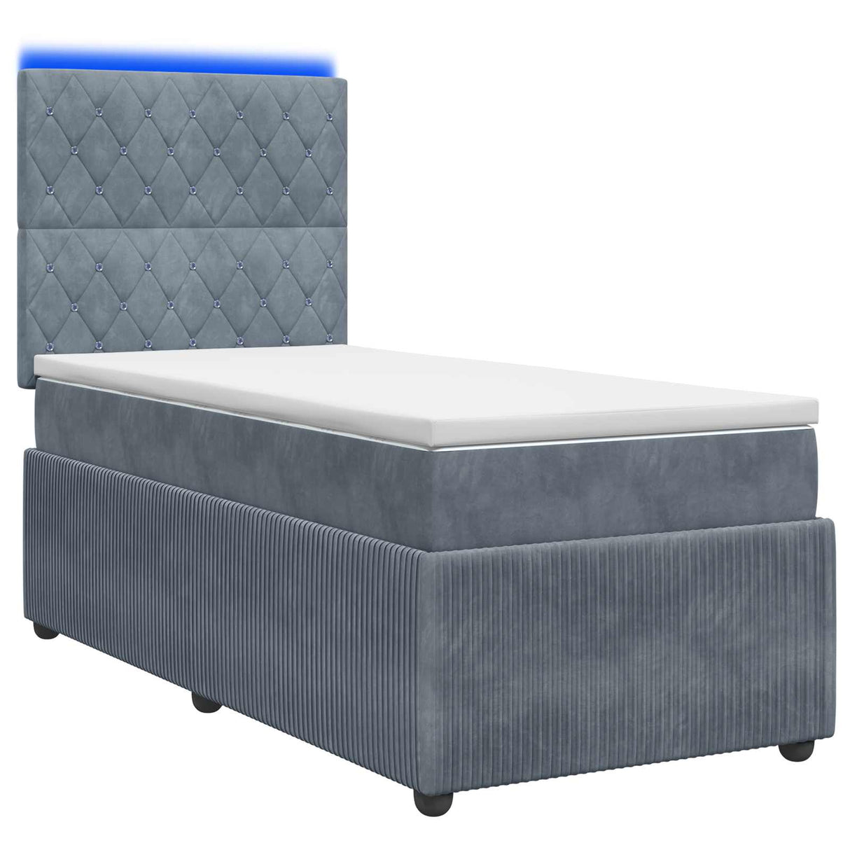 vidaXL LED Boxspringbed met Matras Donkergrijs 90 x 190 cm Fluweel