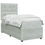 vidaXL LED Boxspringbed met Matras Donkergrijs 90 x 190 cm Fluweel