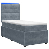 vidaXL LED Boxspringbed met Matras Donkergrijs 90 x 190 cm Fluweel