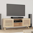 vidaXL TV cabinet 105x30x40 cm solid pine wood and rattan white