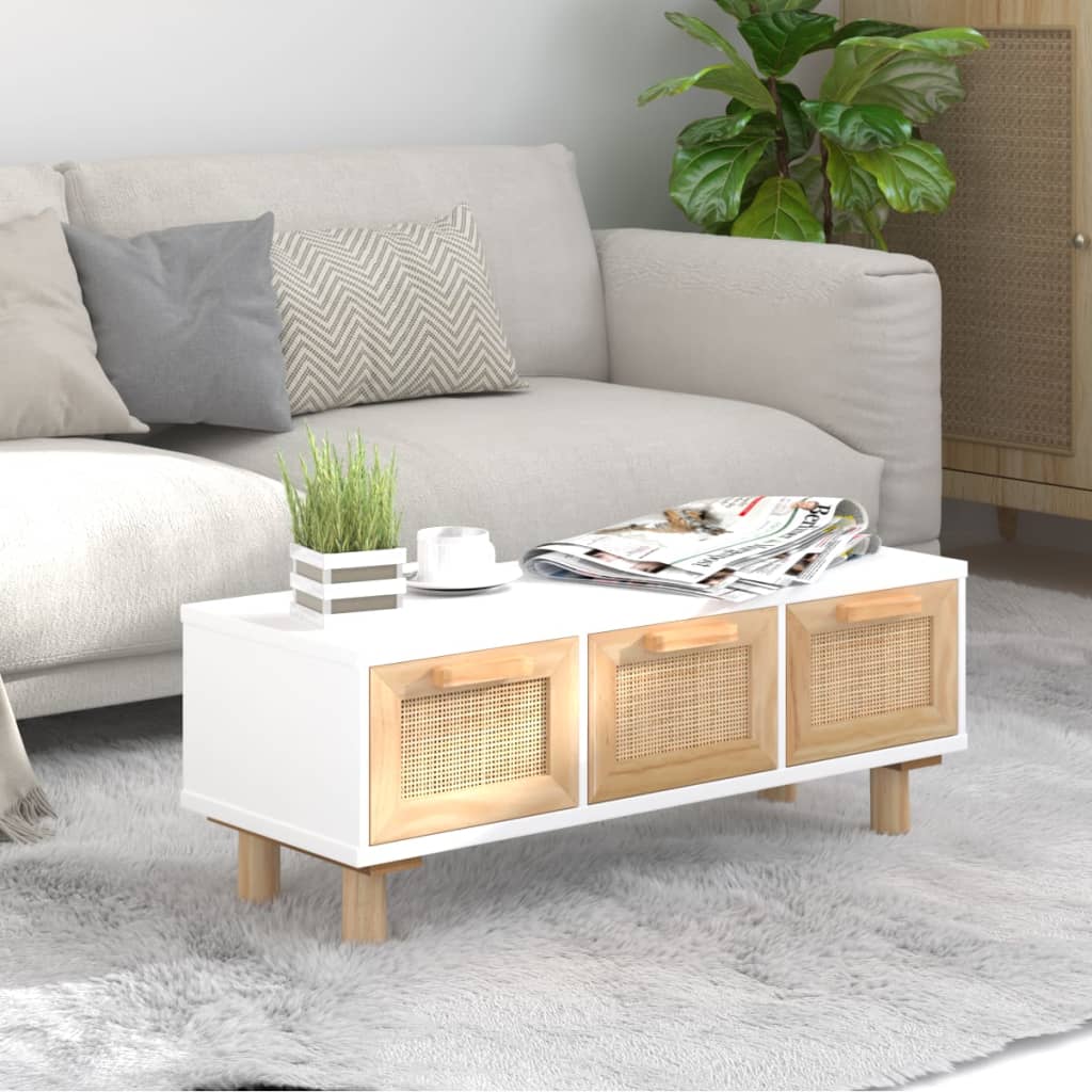 vidaXL Salontafel 80x40x30 cm bewerkt hout en grenenhout wit