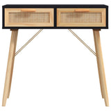 vidaXL Wandtafel 80x30x75 cm massief grenenhout en natuurlijk rattan