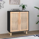 vidaXL Dressoir 60x30x70 cm massief grenenhout en rattan wit