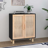 vidaXL Dressoir 60x30x70 cm massief grenenhout en rattan wit