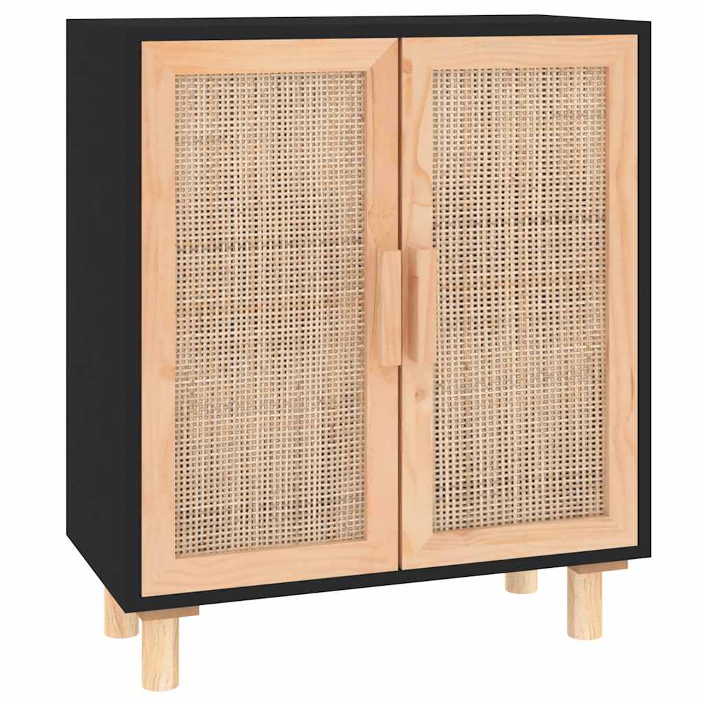 vidaXL Dressoir 60x30x70 cm massief grenenhout en rattan wit