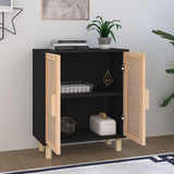 vidaXL Dressoir 60x30x70 cm massief grenenhout en rattan wit