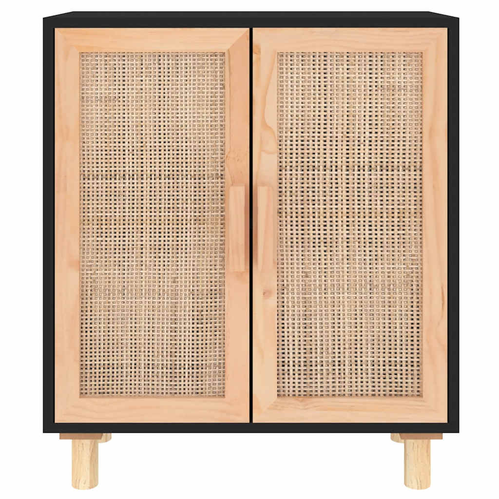 vidaXL Dressoir 60x30x70 cm massief grenenhout en rattan wit