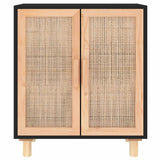 vidaXL Dressoir 60x30x70 cm massief grenenhout en rattan wit
