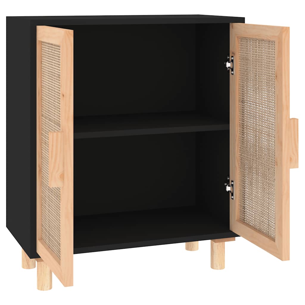 vidaXL Dressoir 60x30x70 cm massief grenenhout en rattan wit