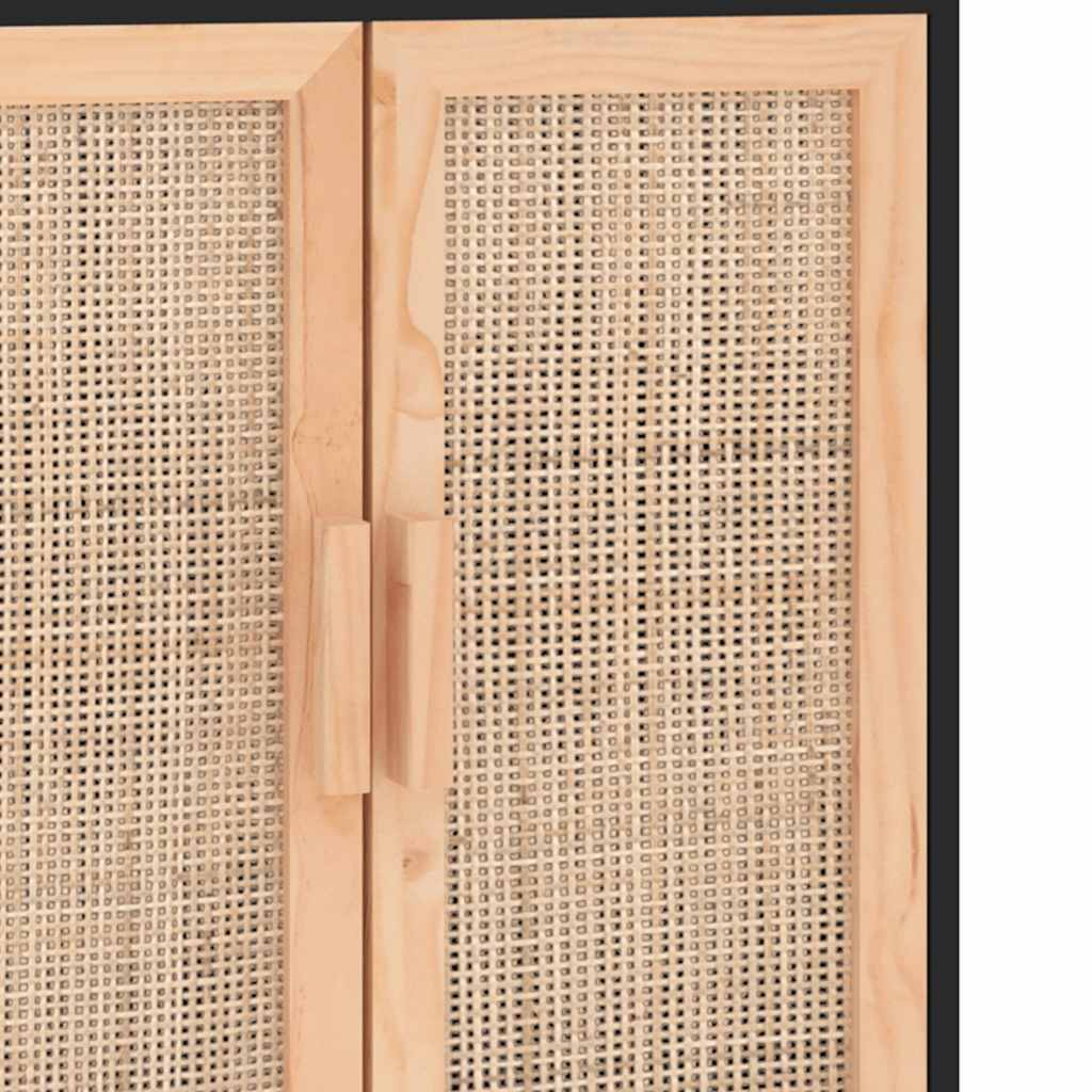 vidaXL Dressoir 60x30x70 cm massief grenenhout en rattan wit