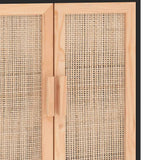vidaXL Dressoir 60x30x70 cm massief grenenhout en rattan wit