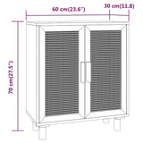 vidaXL Dressoir 60x30x70 cm massief grenenhout en rattan wit