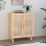 vidaXL Dressoir 60x30x70 cm massief grenenhout en rattan wit