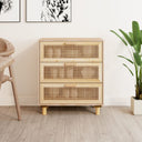 vidaXL Dressoir 60x30x70 cm massief grenenhout en rattan wit