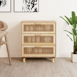 vidaXL Dressoir 60x30x70 cm massief grenenhout en rattan wit