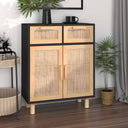 vidaXL Dressoir 60x30x75 cm massief grenenhout en rattan wit