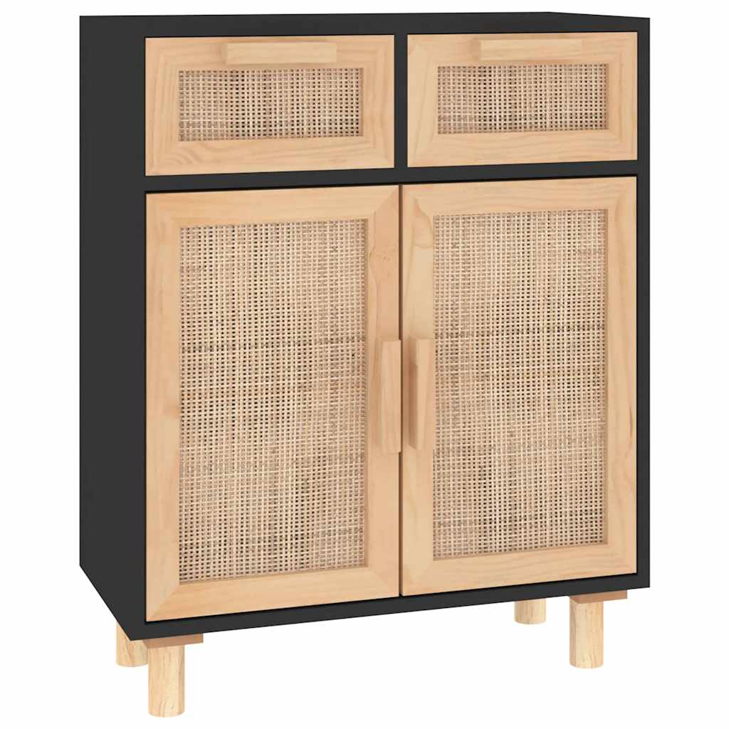 vidaXL Dressoir 60x30x75 cm massief grenenhout en rattan wit