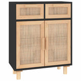 vidaXL Dressoir 60x30x75 cm massief grenenhout en rattan wit