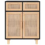 vidaXL Dressoir 60x30x75 cm massief grenenhout en rattan wit