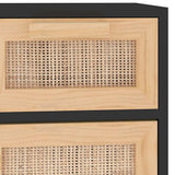vidaXL Dressoir 60x30x75 cm massief grenenhout en rattan wit