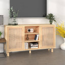 vidaXL Dressoir 105x30x60 cm massief grenenhout en rattan wit