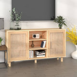 vidaXL Dressoir 105x30x60 cm massief grenenhout en rattan wit